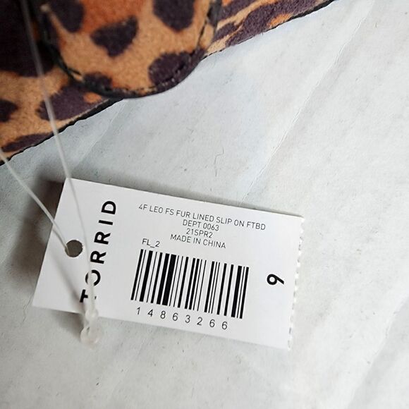 9W Torrid Brown Leopard Lined Slip On Mule Flat Faux Fur Faux Suede Wide Width - Picture 3 of 8